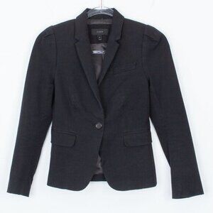 J. Crew Womens Puff Sleeve Single Button Blazer Size 0 Black Professional Office
